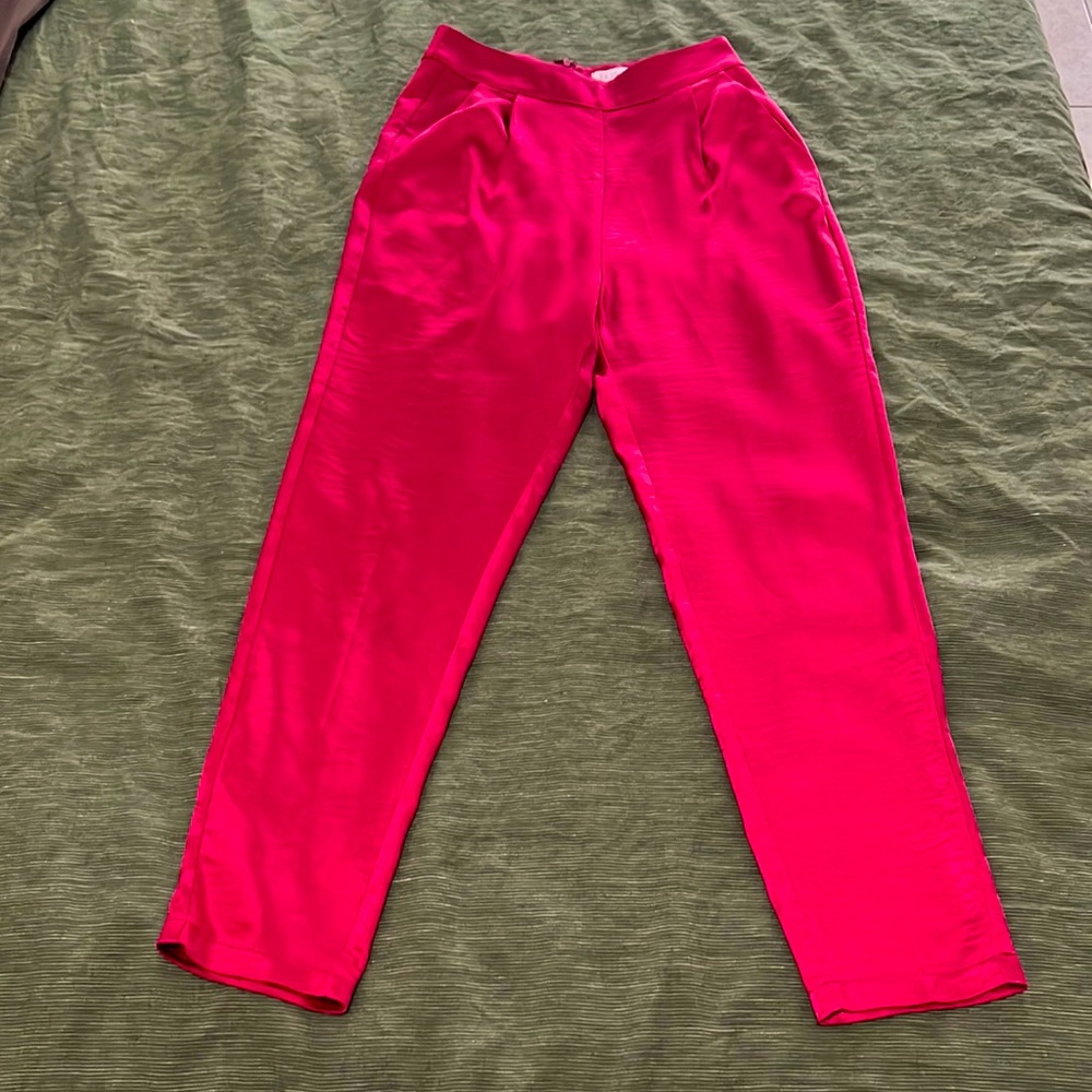 Fuchsia silky dress pants